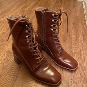 Miista Emma Brown Leather Lace Up Ankle Boot 39